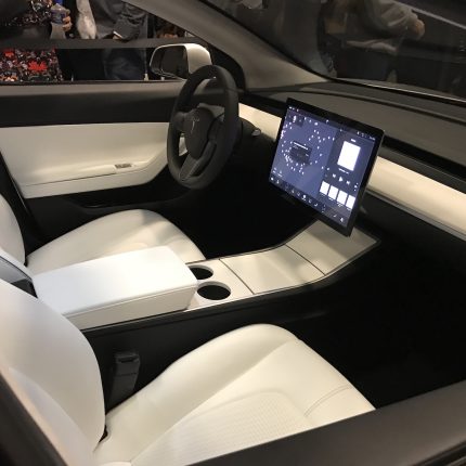 elon musl tesla model 3 interior shot sticker