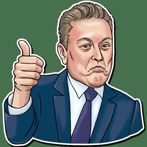 ELON THUMBS UP DRAWING STICKER