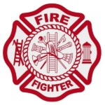 FIRE FIGHTER WHITE AND RED CROSS STICKER