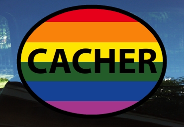 gay cacher sticker OVAL