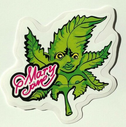 mary jane weed leaf marijuana sticker