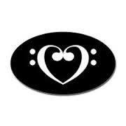 Music heart Oval Black and White Sticker