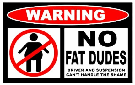 no fat dudes funny warning sticker set