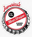 RED STRIPE JAMAICAS LAGER BEER CAP STICKER