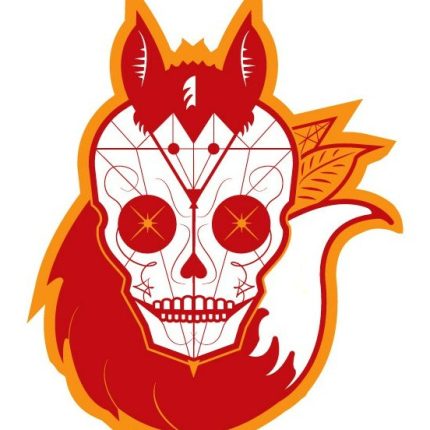 Skull and fox sticker design