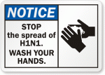Stop Swine Flu Wash Hands Sign 2