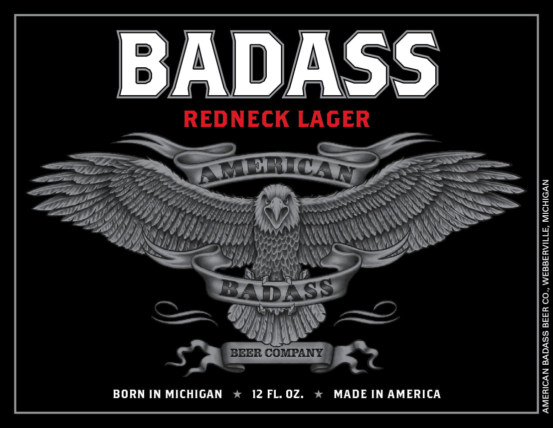 BADASS Redneck Lager Beer by Kid Rock Label Sticker