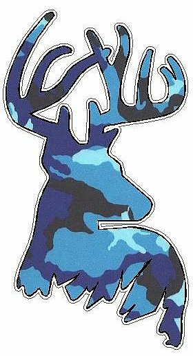 Deer Head Decal 44 - Camo Blue