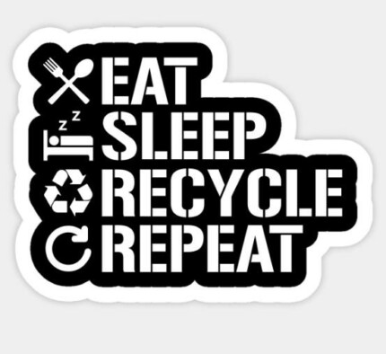 Eat Sleep Recycle Repeat Ecofriendly Environment Sticker