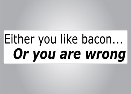Either you like bacon or youre wrong bumper sticker