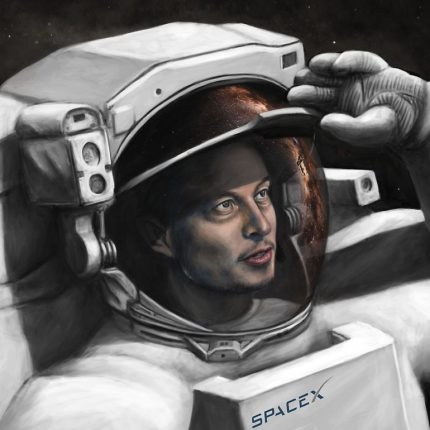 elon in spacex suit drawing sticker