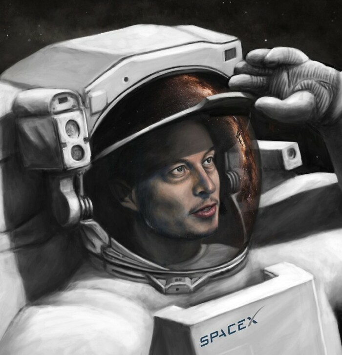 elon in spacex suit drawing sticker