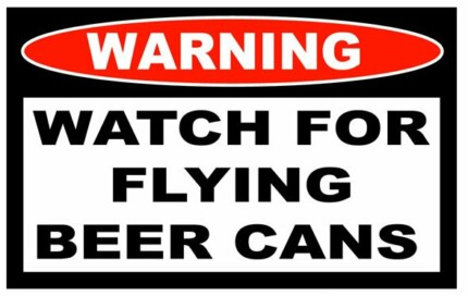 Flying Beer Cans Funny Warning Sticker