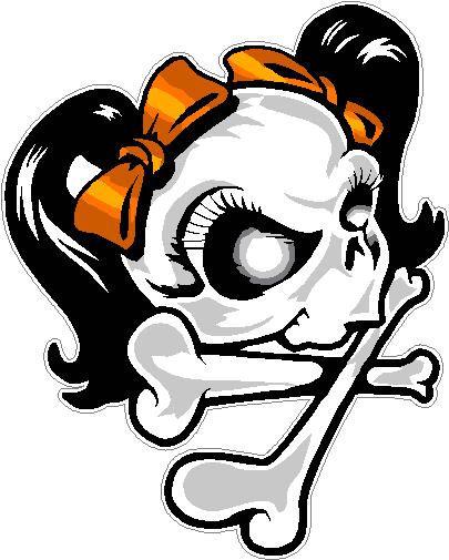 Girl Skull Orange Ribbon Decal Sticker