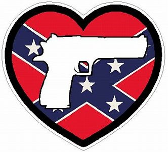 HAND GUN IN HEART FILLS flag rebel
