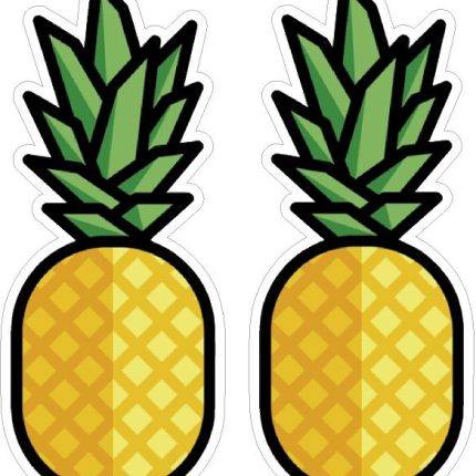 Pineapple stickers food stickers PAIR