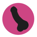 pink and black cock round sticker