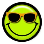 smile green with shades cool sticker