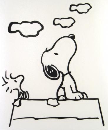 Snoopy and Woodstock Looking Up Diecut Decal