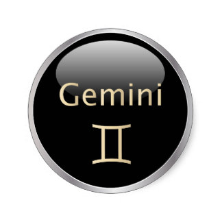 6 Small Round Zodiac Stickers Gemini