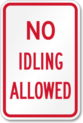 Aluminum No Idling Parking Sign