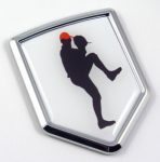 Baseball Pitcher Logo 3D Shield Emblem Domed Sticker