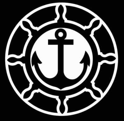 Boat Wheel and Anchor Vinyl Boating Decal