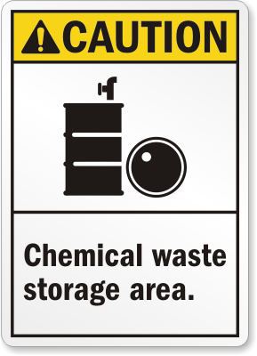 Chemical Waste Caution ANSI Sign