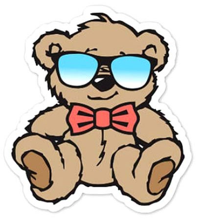 COOL TEDDY BEAR BARTHOLOMEW STICKER SUNGLASS