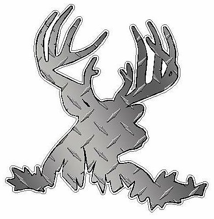 Deer Head Decal 55 - Diamondplate Silver