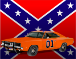 dukes of hazard general lee charger and rebel flag sticker