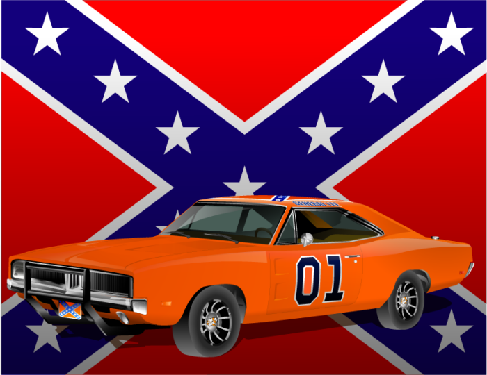 dukes of hazard general lee charger and rebel flag sticker