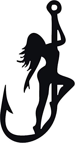 fishing pole hook dancer die cut decal