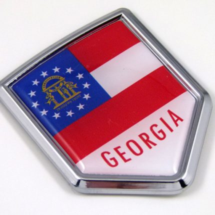 georgia US state flag domed chrome emblem car badge decal