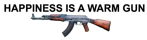 Happiness Is A Warm Gun AR-15 Bumper Sticker 2