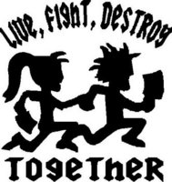 Hatchet Man Live- Fght Destroy Togather Htchet Man and Girl Vinyl Decal Sticker