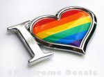 I Love Pride Decal Gay Lesbian Chrome Emblem Sticker Car Bike Badge