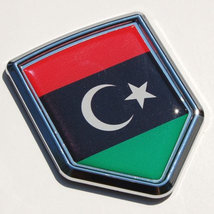 Libya Flag Crest Libyan Decal Car Chrome Emblem Sticker