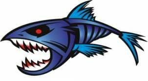 mean fish boat decal blue LEFT