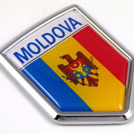 Moldova 3D Adhesive Flag Crest Chrome Car Emblem