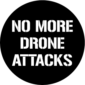 No More Drone Attacks Button Sticker