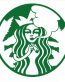 starbucks smokin weed logo round weed sticker