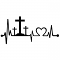 Three-Crosses-Cross-Jesus-Faith-Vinyl-HEART BEAT Decal-Car