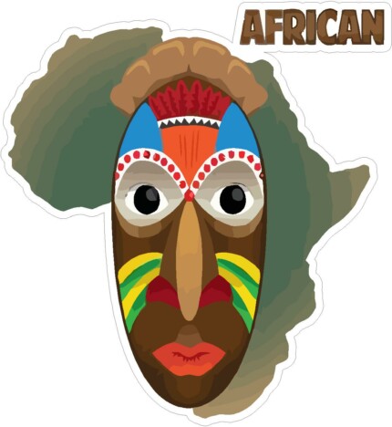 African illustration with mask sticker