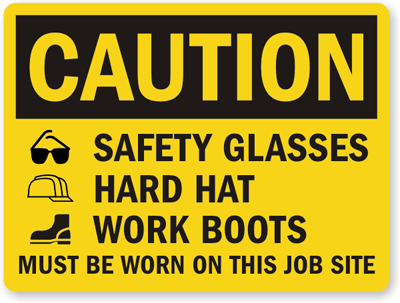 Caution Safety Glasses Sign 2