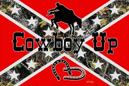 cowboy up camo rebel flag sticker