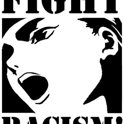 fight racism B&W rectangle sticker