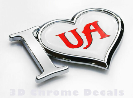 I Love UA Ukraine Chrome Car Badge