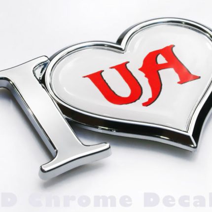 I Love UA Ukraine Chrome Car Badge