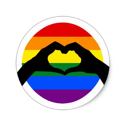 LGBT Gay Pride Rainbow and Hands Heart Sticker